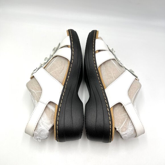 Clarks Womens Size 8.5 Merliah Sheryl White Leather Floral Wedge Sandals Shoes - Picture 8 of 14